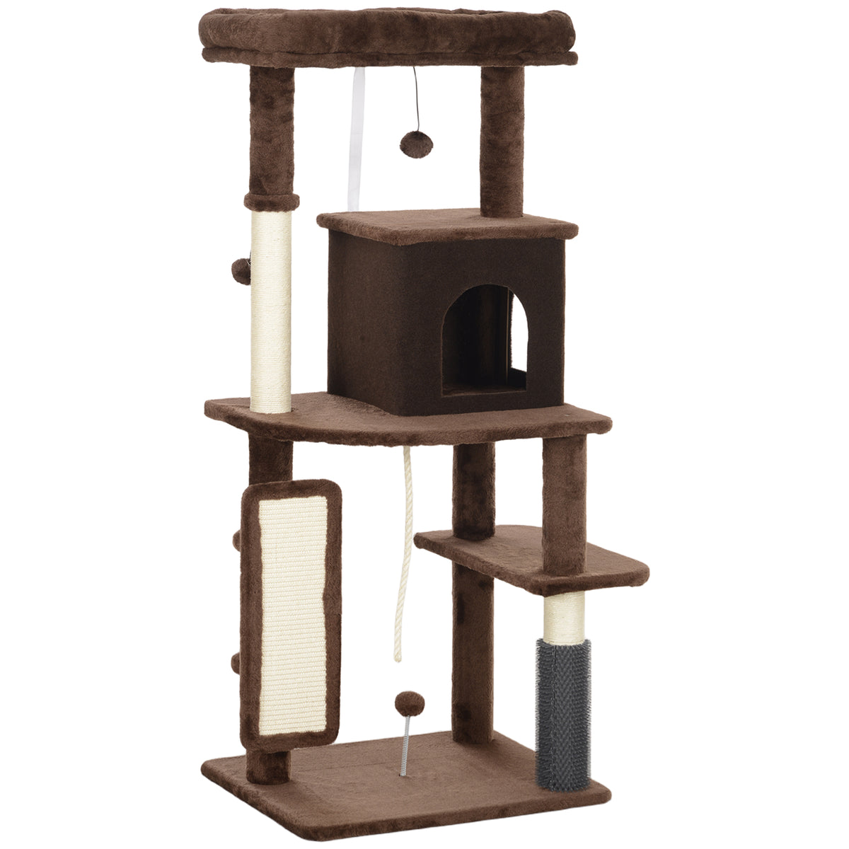 Pawhut Árbol Rascador Para Gatos Grande Altura 132 Cm Marrón_1