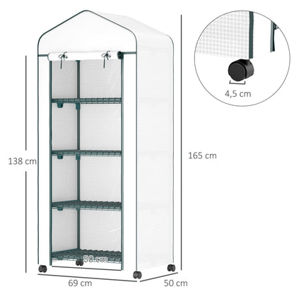 Invernadero De Jardín Outsunny Acero, Pe Blanco 69x50x165 Cm 845-228v05wt_2