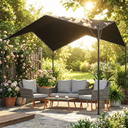 Pérgola Outsunny Metal Galvanizado, Poliéster Gris Oscuro 300x300x280 Cm_4