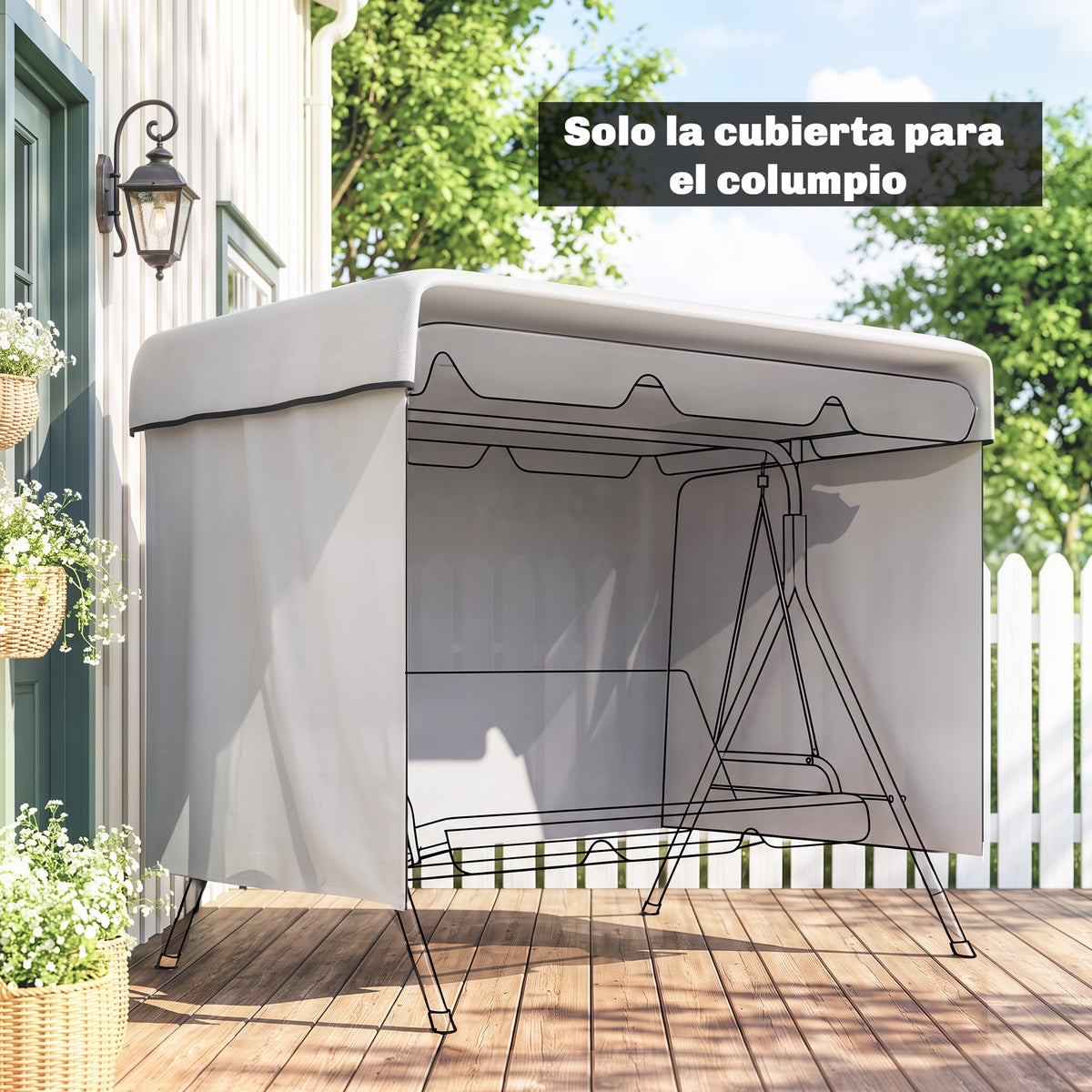 Funda Para Columpio Outsunny Pe Gris Claro 215x155x150 Cm_4