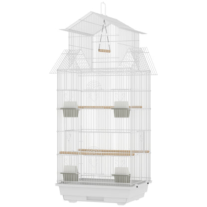 Jaula Para Pájaros Pawhut Acero, Pp Blanco 50.5x41x104 Cm_4