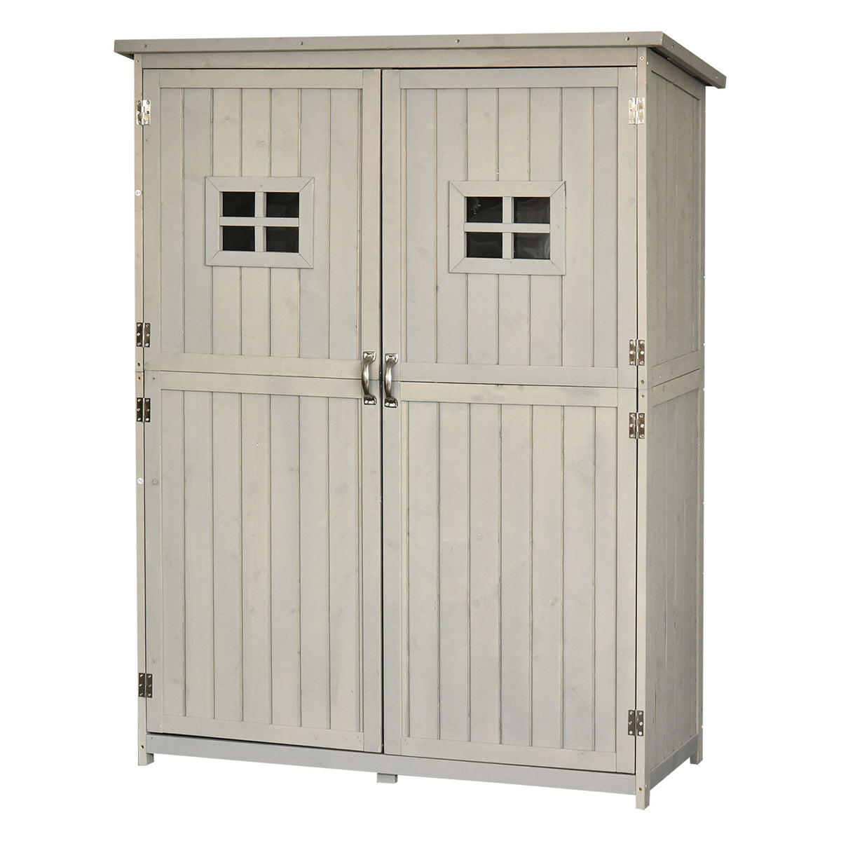 Cobertizo De Madera Outsunny Madera De Abeto Gris 127,5x50x164 Cm_0