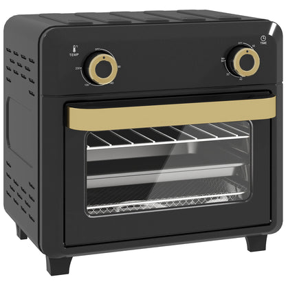 Forno Com Air Fryer Homcom Aço Inoxidável, Vidro Temperado Preto 32x27.2x29.8 Cm_0