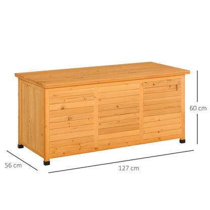 Baúl De Almacenaje Outsunny Madera De Abeto Madera Natural 127x56x60 Cm_2