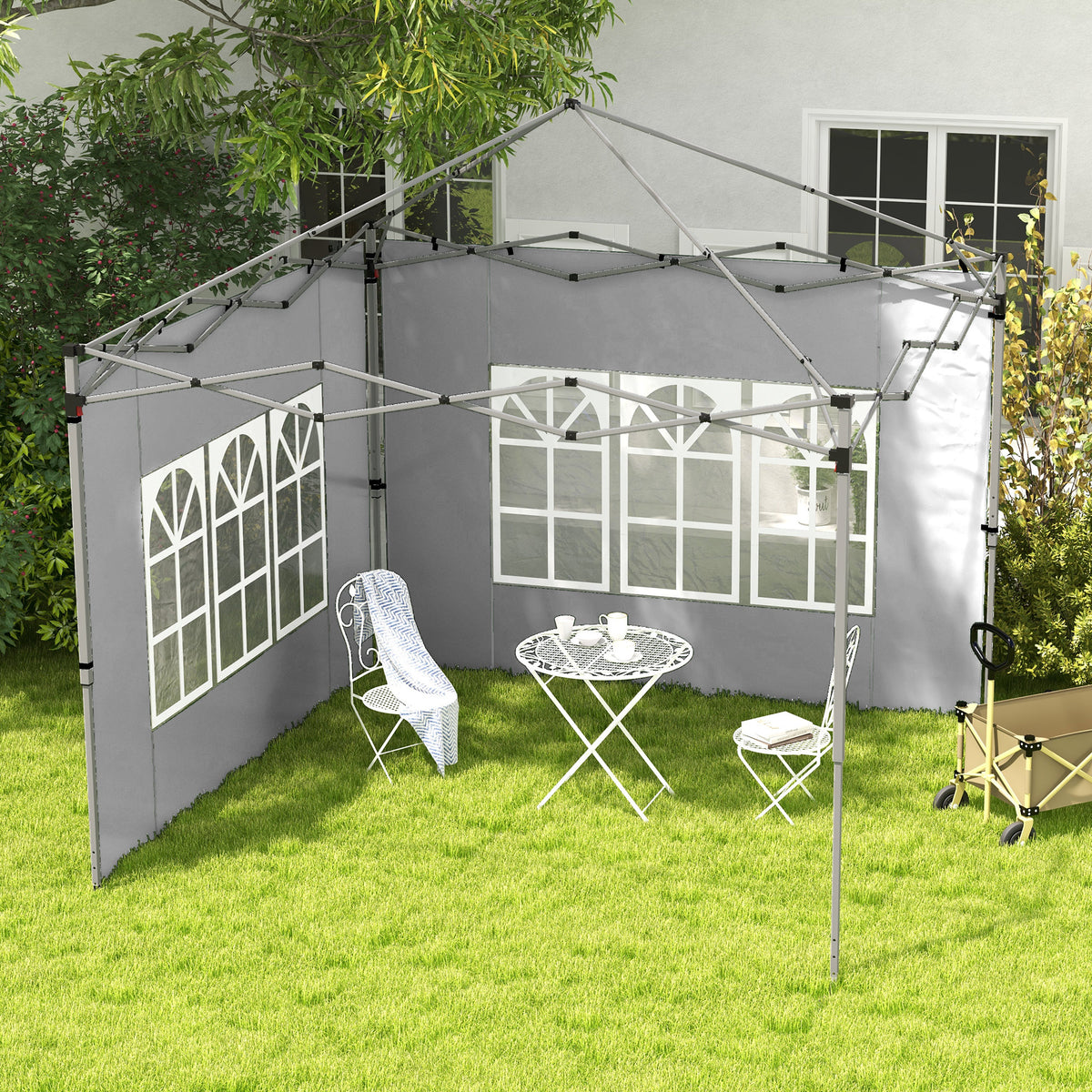 Paredes Laterales Carpa Outsunny Tela Oxford Gris Claro 295x195 Cm_1