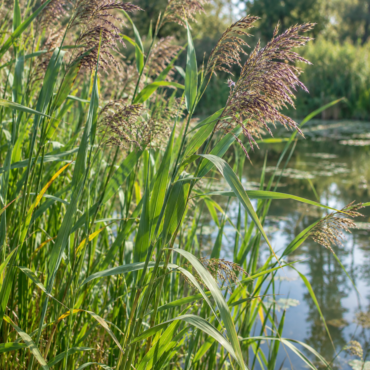 Carrizo - Phragmites Australis - Set De 4 Con Cesta_2