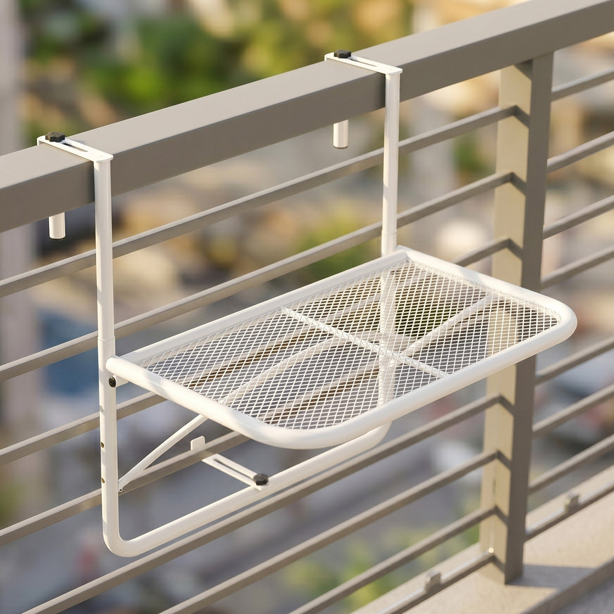 Mesa Colgante Balcón Outsunny Metal Blanco 60x56.5x45 Cm_1