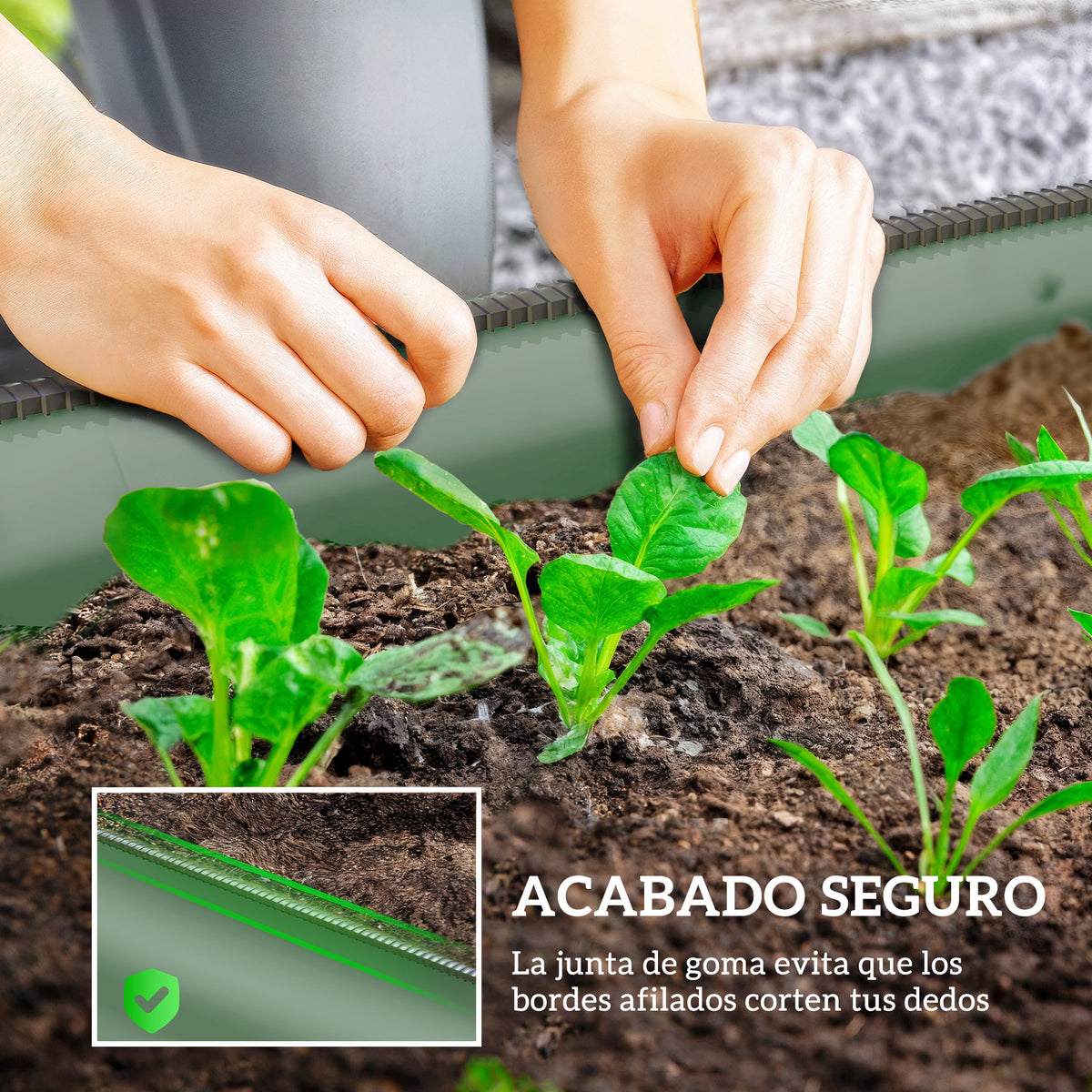 Jardinera Exterior Outsunny Acero Galvanizado Verde 150x62x30 Cm_5