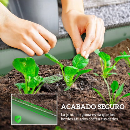 Jardinera Exterior Outsunny Acero Galvanizado Verde 150x62x30 Cm_5