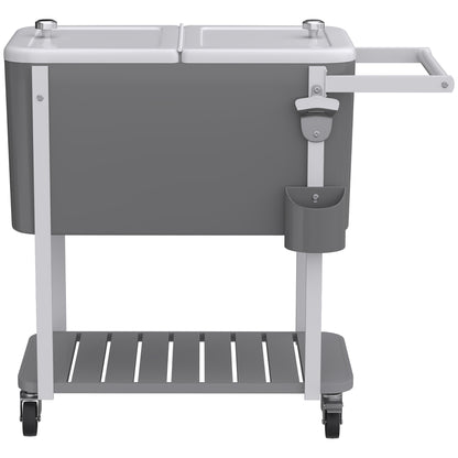 Carrito Nevera Outsunny Plástico, Acero Gris 84x38x83 Cm_3