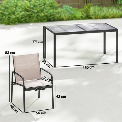 Conjunto De Jardín Outsunny Acero Galvanizado, Textilene Caqui 150x80x74 Cm_2
