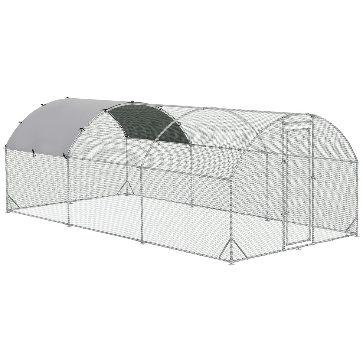 Gallinero Exterior Para 12-18 Gallinas Pawhut 5,7x2,8x1,97m Plata_0