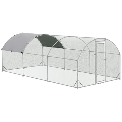 Gallinero Exterior Para 12-18 Gallinas Pawhut 5,7x2,8x1,97m Plata_0