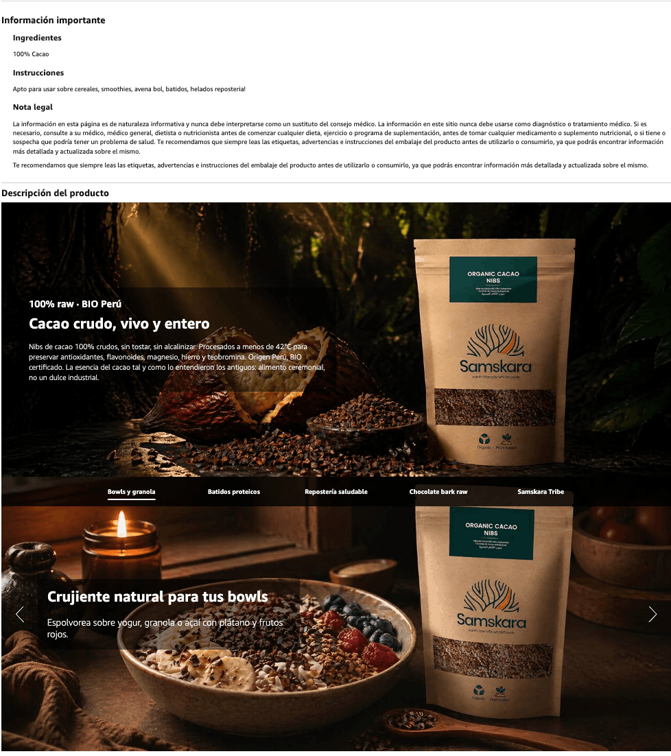 Nibs De Cacao Crudo Bio - 1kg | Cacao Puro Ecológico Vegano Para Repostería Y Bebidas, Sin Azúcares Añadidos, Sin Gluten_5
