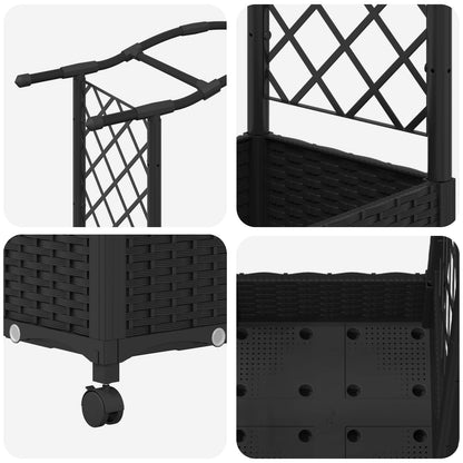 Cama Elevada Con Trellis Y Techo Negro 207 X 40 X 129 Cm Pp_5