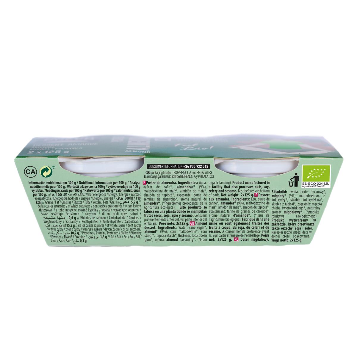 Postre de Almendra Vanilla NaturGreen, 2 X 125 g