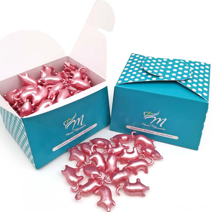 Pack 40 Perlas De Baño Aromatizada En Forma De Cerdito - Con Aceite De Soja - Hidratante Y Aromática - Aroma Rosas_0