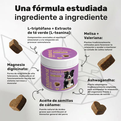 Pack Calmante + Aceite De Salmón Para Perros. Calma, Piel Y Pelo. Suplementos Mascotas. 240 Masticables. Natuva Pets_2