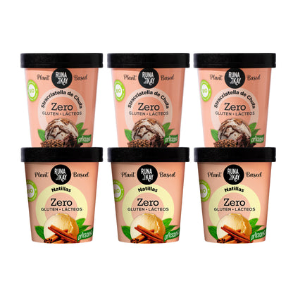 Pack Mix Helado Artesano Eco Sin Gluten Ni Lácteos Stracciatella de Chufa&amp;Choco, Natillas Runakay 6x460ml/400g_0