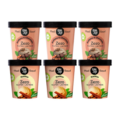Pack Mix Helado Artesano Eco Sin Gluten Ni Lácteos Avellana&amp;Choco Natillas Runakay 6x460ml/400g_0