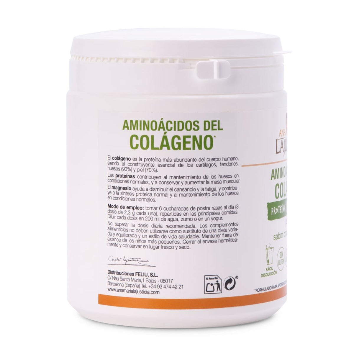 Aminoácidos de colágeno Sabor Cookies & Cream, Ana María La Justicia, 350 g en Polvo