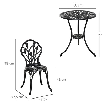 Conjunto De Bistró Outsunny Aluminio Negro 42.5x47.5x89 Cm_2