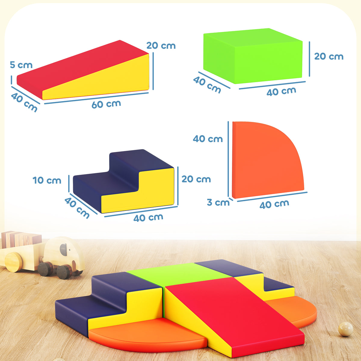 Bloques De Espuma Aiyaplay Cuero Sintético Multicolor 60x40x20 Cm 3d0-032v00mx_2
