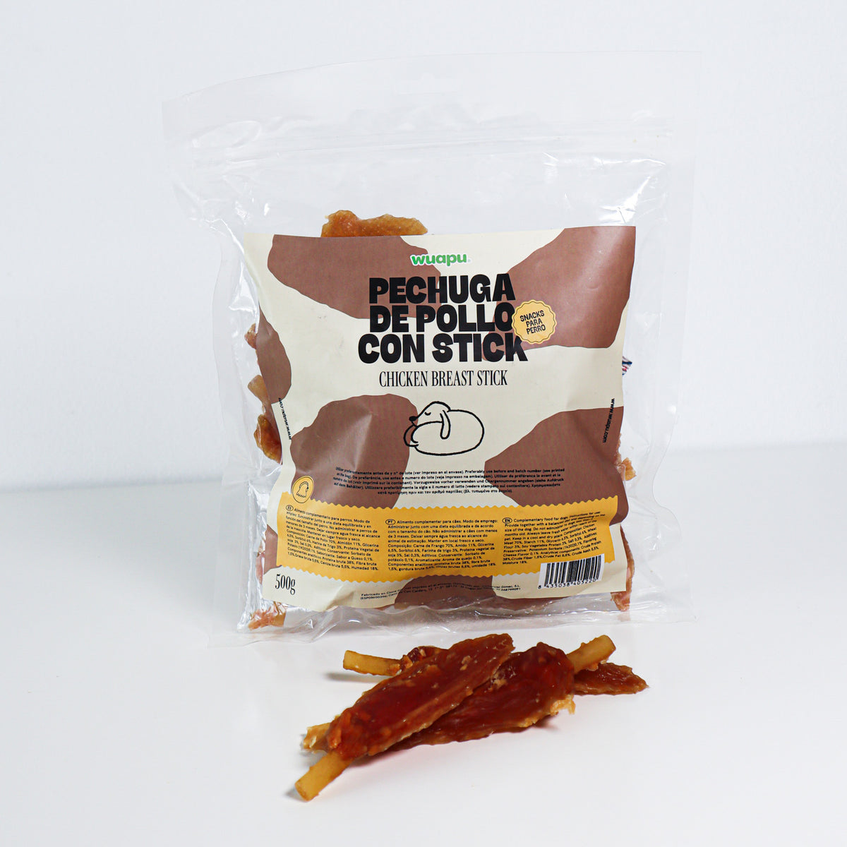 Snack Para Perro En Stick Sabor Queso Con Pollo Desecado Wuapu 500gr_3