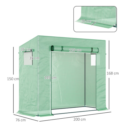 Invernadero Outsunny Acero, Pe Verde 200x76x168 Cm_2