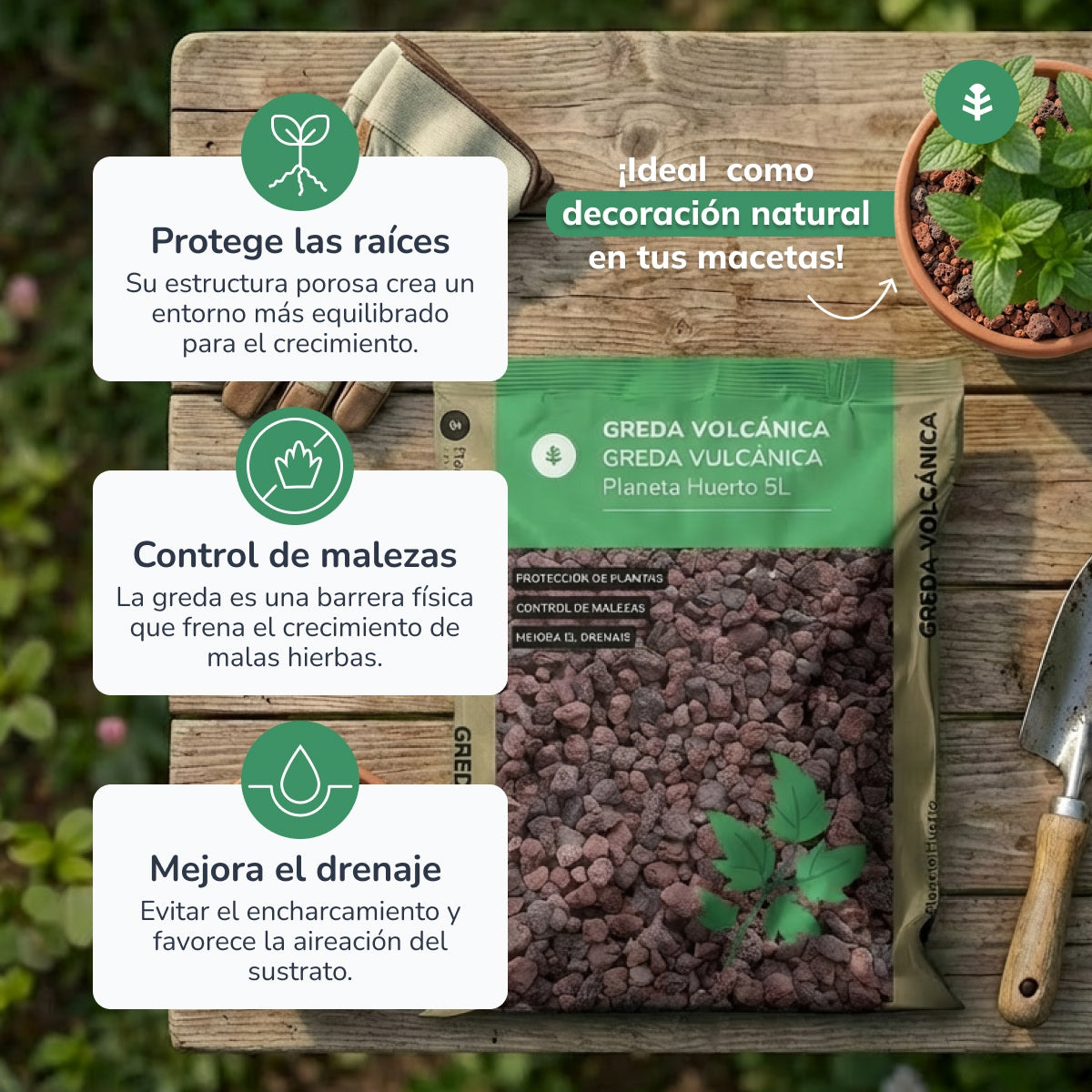 Greda volcánica Planeta Huerto 5 Litros