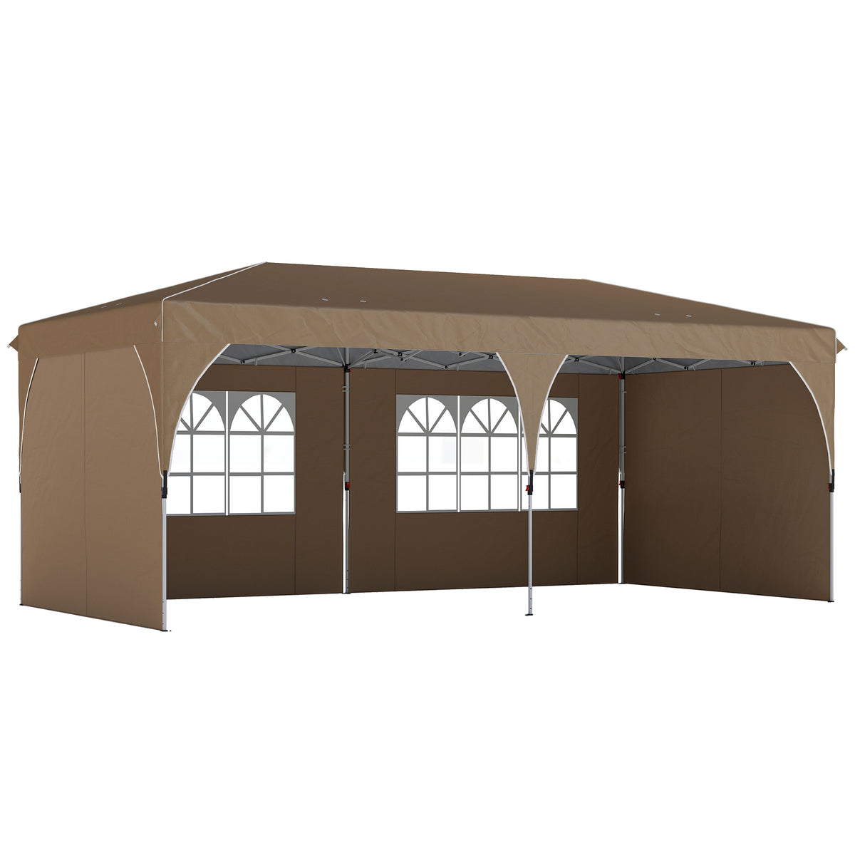 Carpa Plegable Outsunny Tela Oxford, Metal Beige 595x300x275 Cm_0