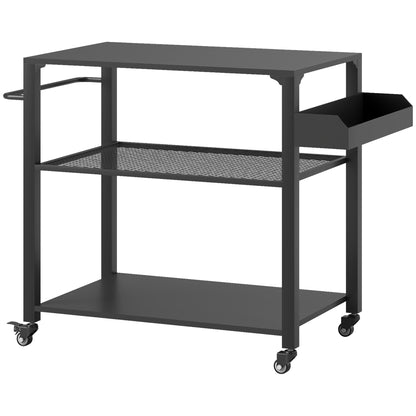 Carrito De Parrilla Outsunny Acero, Metal Negro 105x50x79 Cm_0