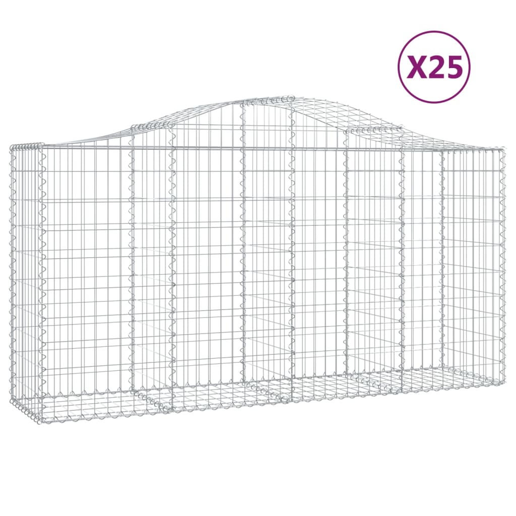Cestas De Gaviones 25 Uds Forma De Arco Hierro 200x50x100/120cm_0