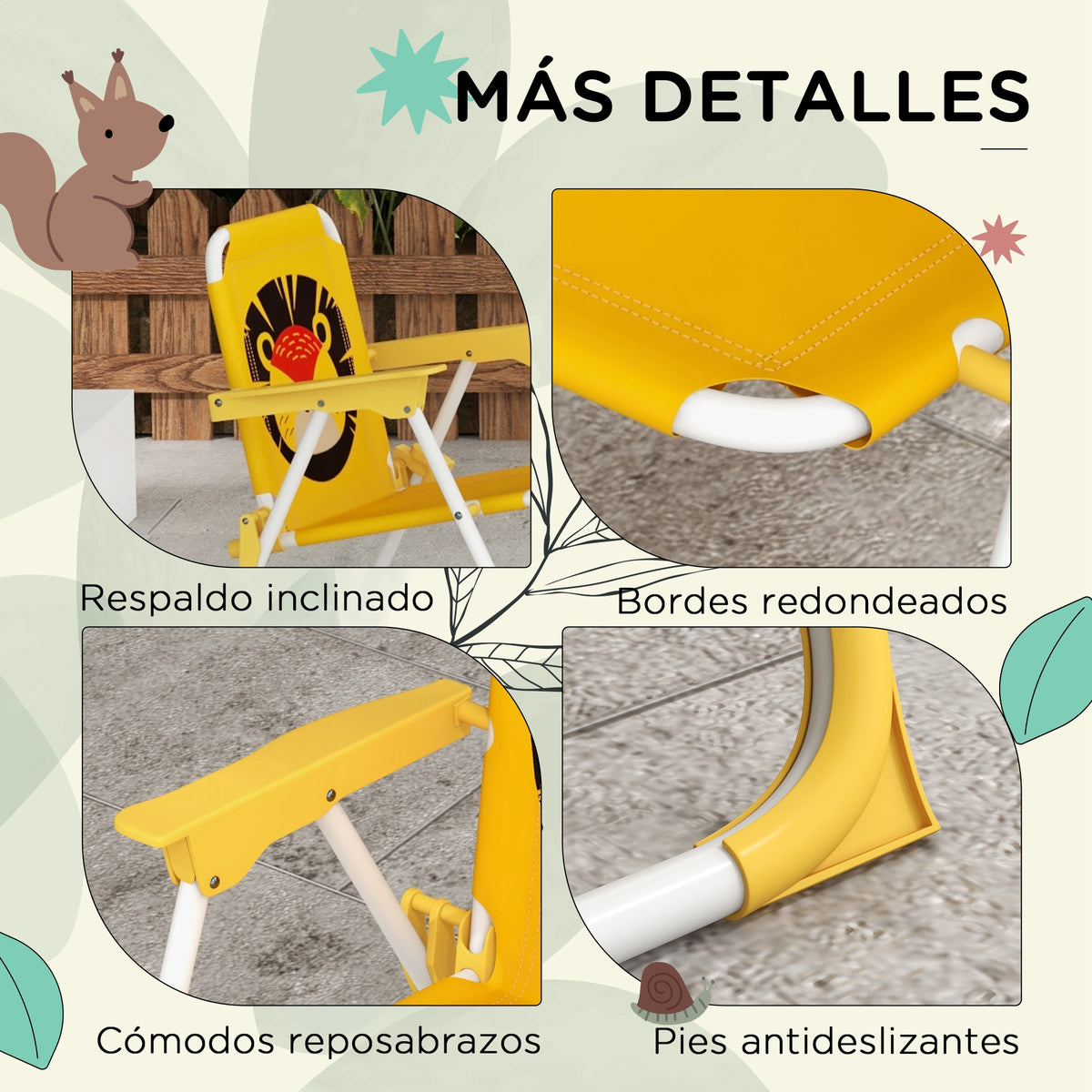 Muebles De Jardín Outsunny Acero, Poliéster Amarillo 100x100x122 Cm_3
