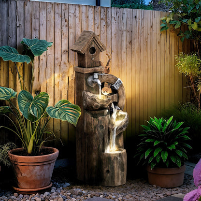 Fuente De Agua Outsunny Resina Multicolor 34.5x29.5x92 Cm_1