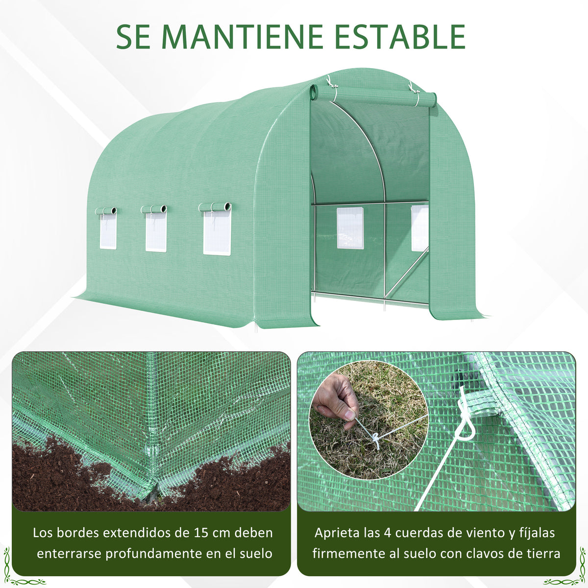 Invernadero De Jardín Outsunny Verde 445x190x200cm_5