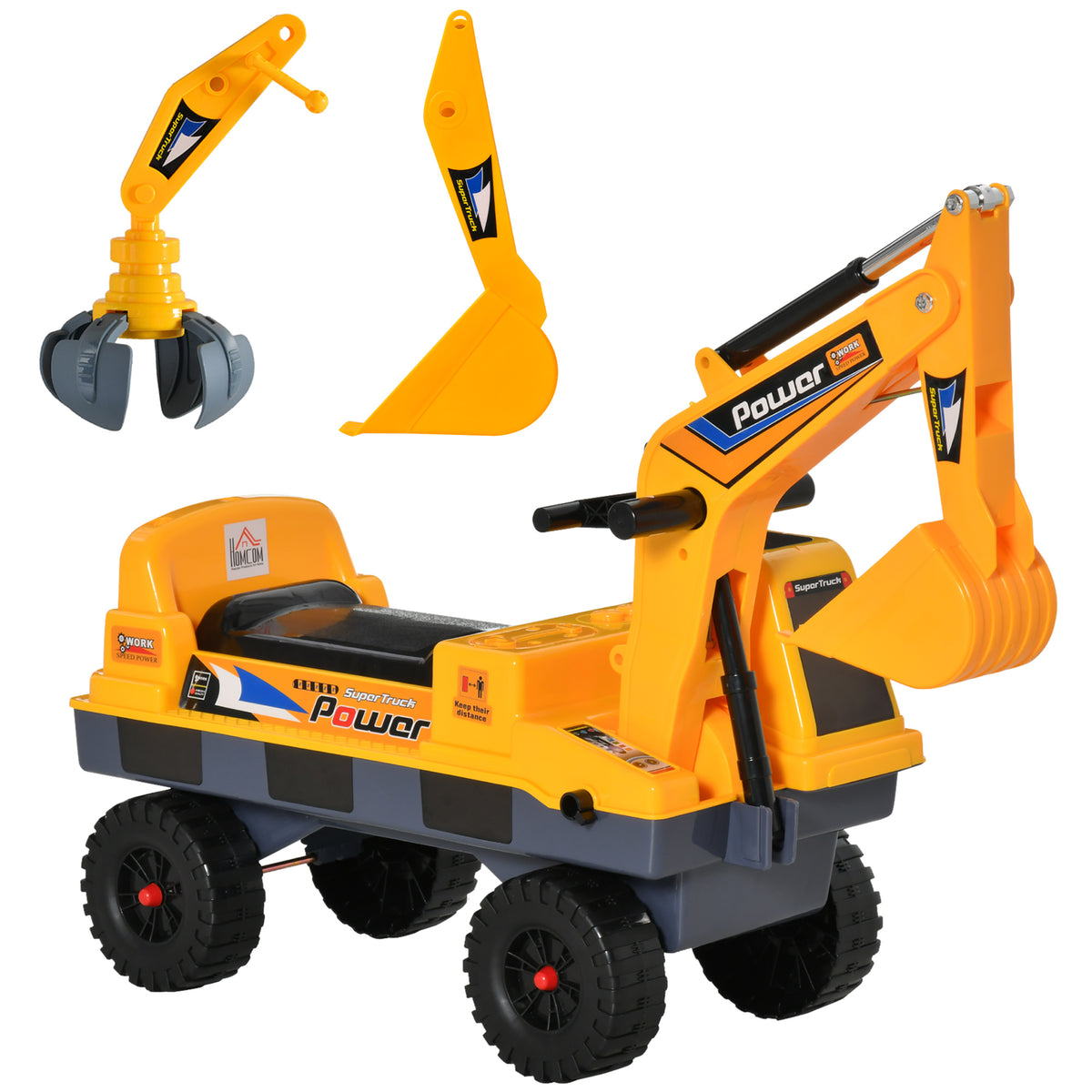Tractor Sin Pedales Infantil Con Pala Homcom 90x28x58 Cm Amarillo_0
