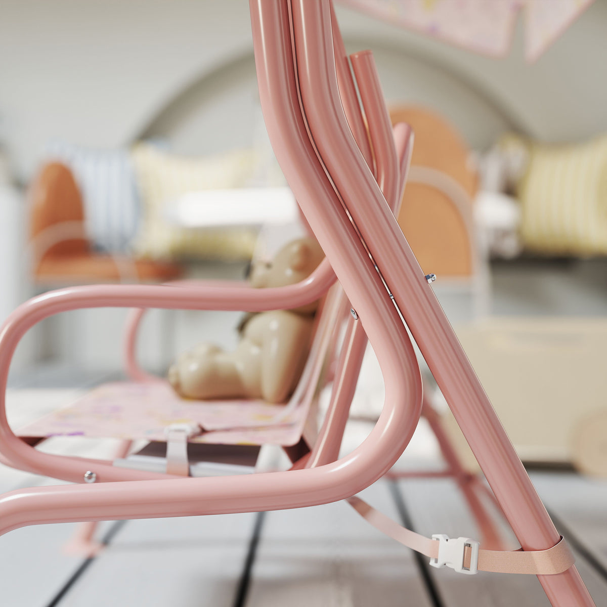 Columpio Jardín Infantil Aiyaplay Acero, Poliéster Rosa 112x75x120 Cm_4
