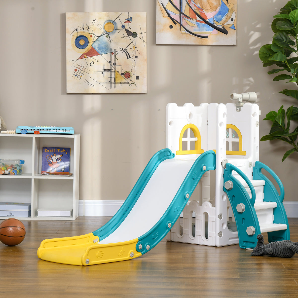 Tobogán Infantil Aiyaplay Hdpe, Pp Amarillo Y Verde 70x177x92 Cm_1