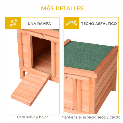 Conejera De Madera Exterior Techo Abatible Pawhut 42x51x43 Cm Natural_5