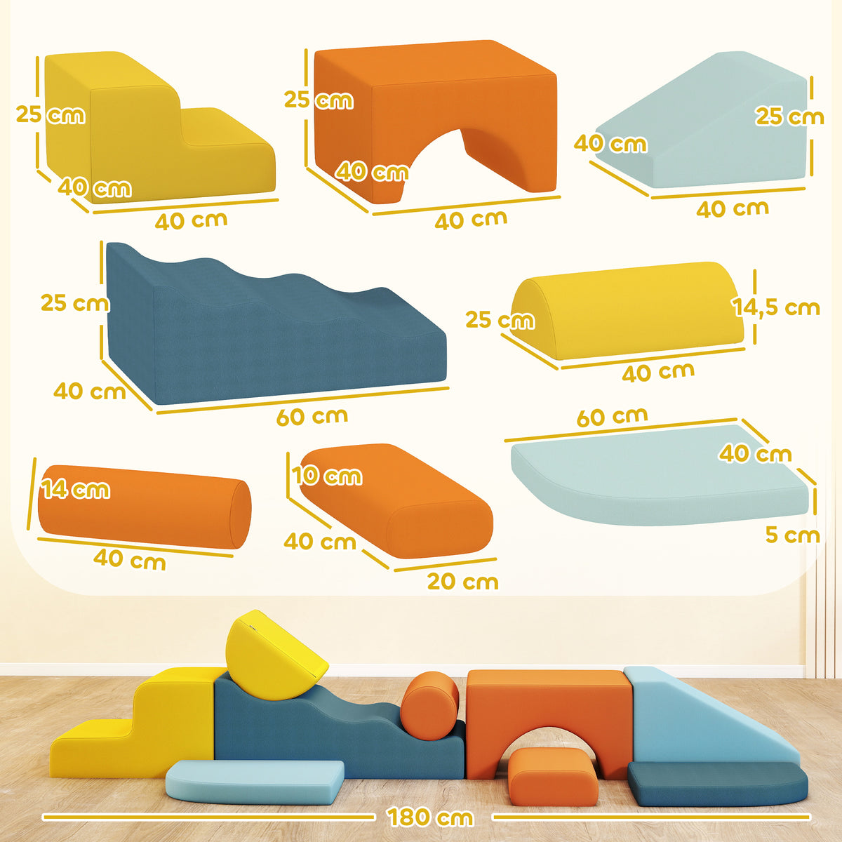 Bloques De Espuma Aiyaplay Terciopelo Multicolor 140x80x25 Cm 3d0-036v00mx_2
