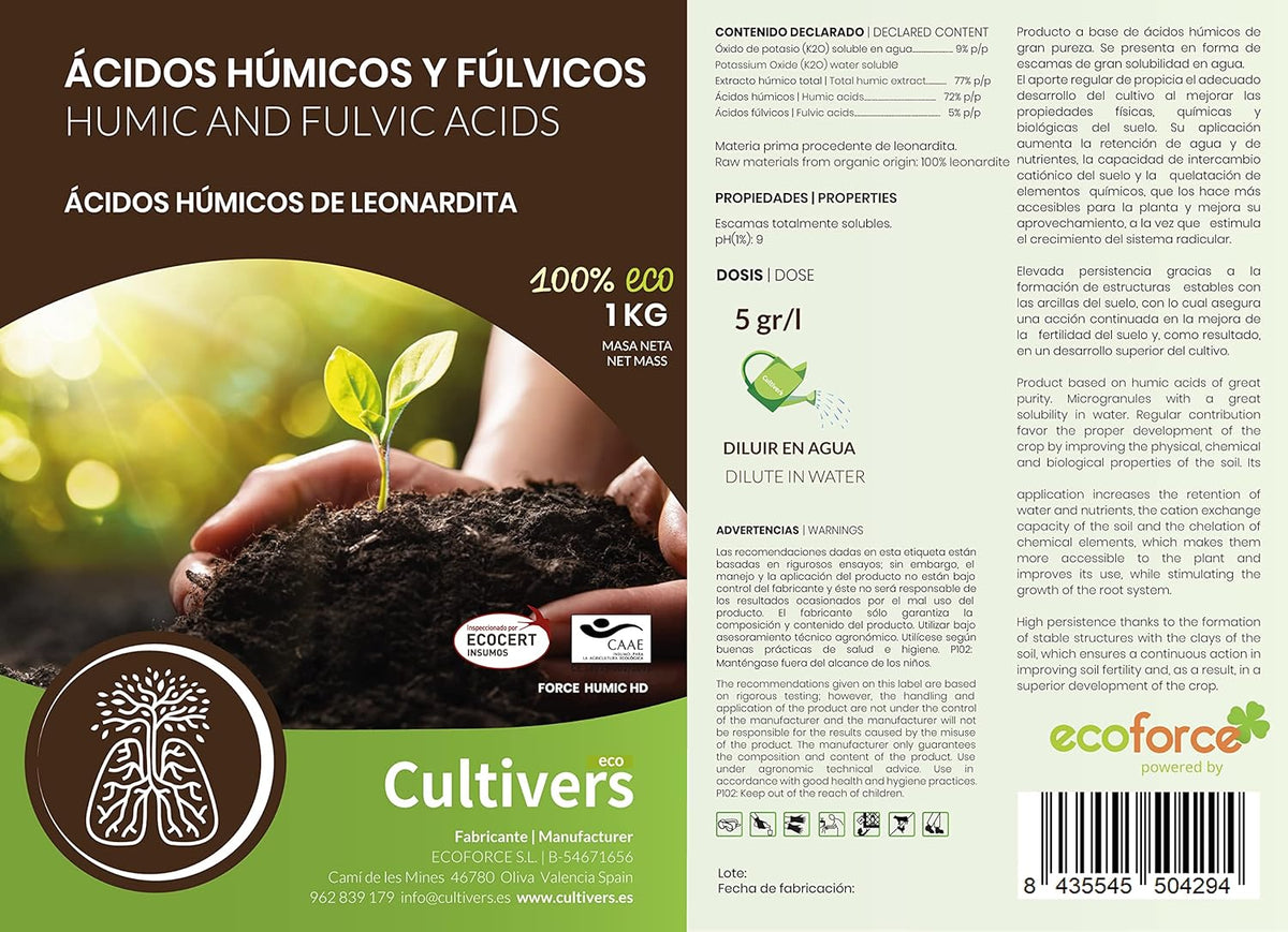 Cultivers Abono Universal Ácidos Húmicos Fúlvicos Y Potasio 250 G Ecológico 82% | Fertilizante Soluble Concentrado…_4
