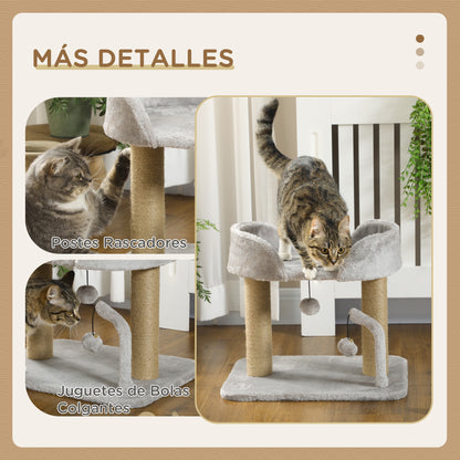 Pawhut Árbol Rascador Para Gatos Pequeños Altura 42 Cm 48x38x42 Cm Gris Claro_4