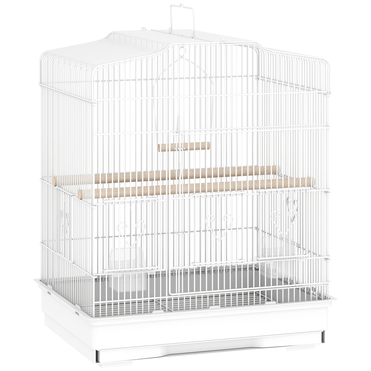 Jaula Para Pájaros Pawhut Acero, Madera Blanco 46.5x36x59 Cm_0