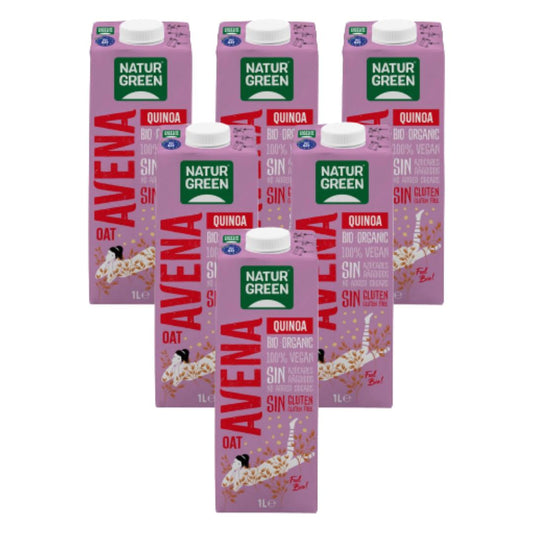 Pack 6 uds Bebida de Avena y Quinoa Bio Sin Gluten NaturGreen 1 L