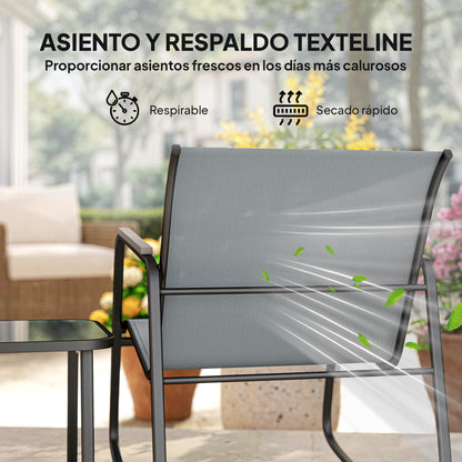 Conjunto De Bistró Outsunny Acero, Textileno Gris 79x61x78 Cm_5