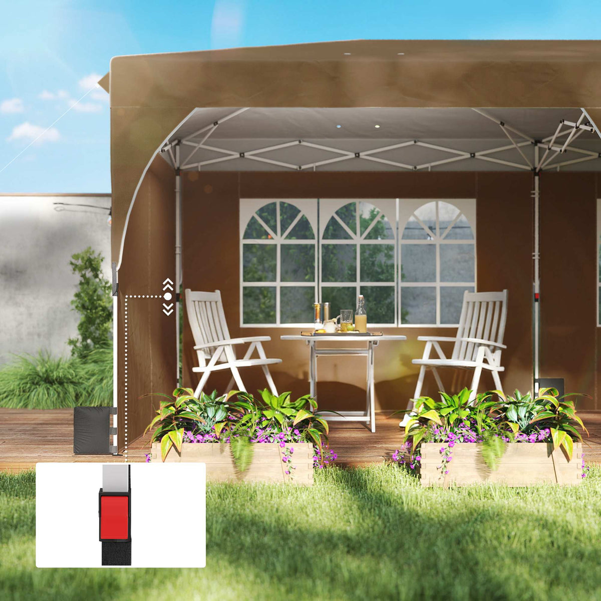 Carpa Plegable Outsunny Tela Oxford, Metal Beige 595x300x275 Cm_3