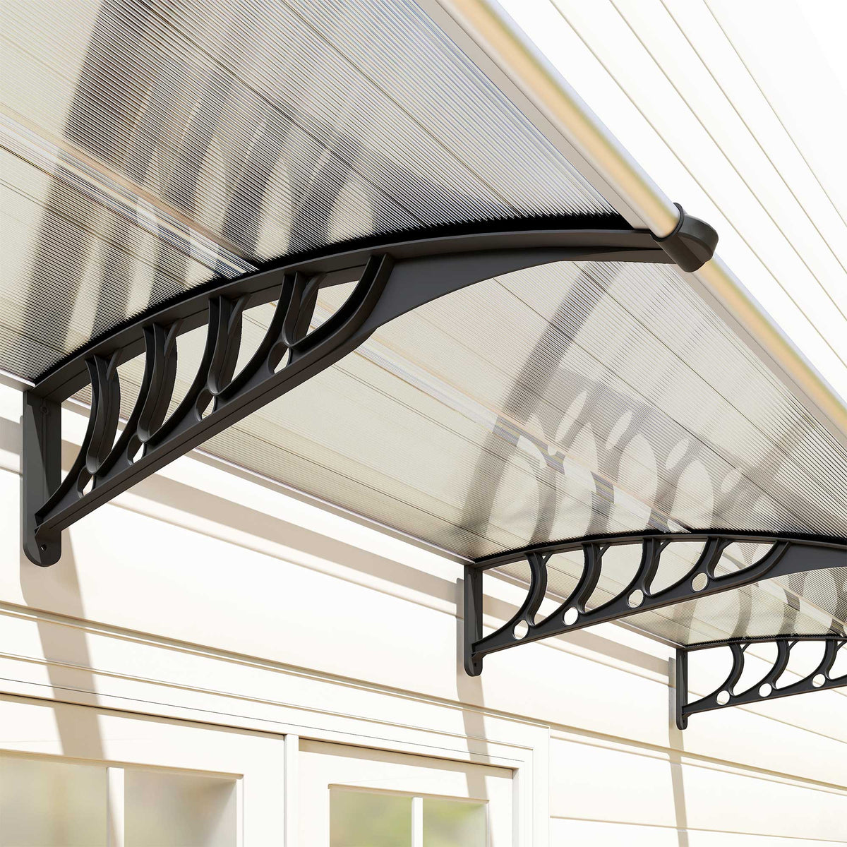 Tejadillo De Protección Para Puertas Outsunny 300x96x27cm Transparente_3