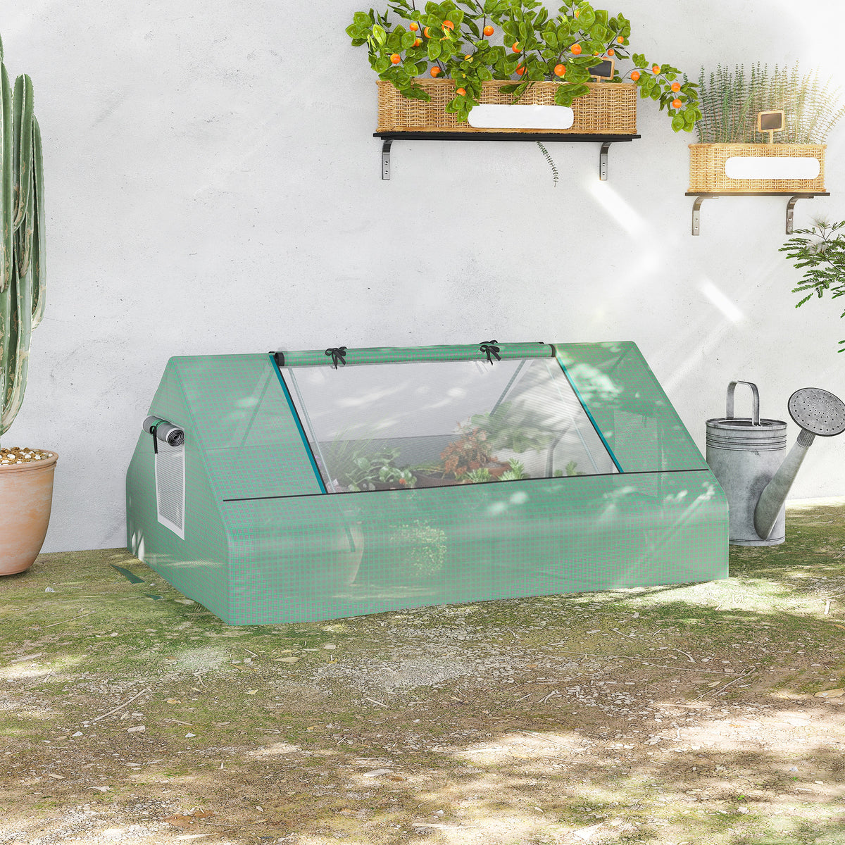 Invernadero Pequeño Outsunny Acero, Pe Verde 180x140x80 Cm_1