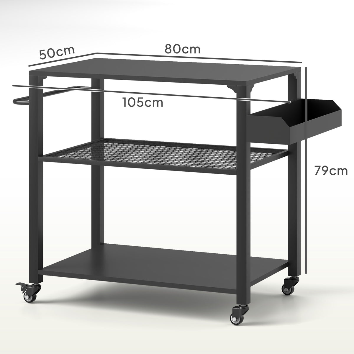 Carrito De Parrilla Outsunny Acero, Metal Negro 105x50x79 Cm_2